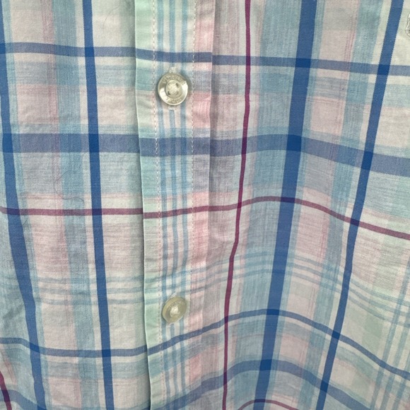 Vineyard Vines Whale Shirt Mens M Medium Blue Pink Plaid Button Down Slim Fit - Picture 5 of 8
